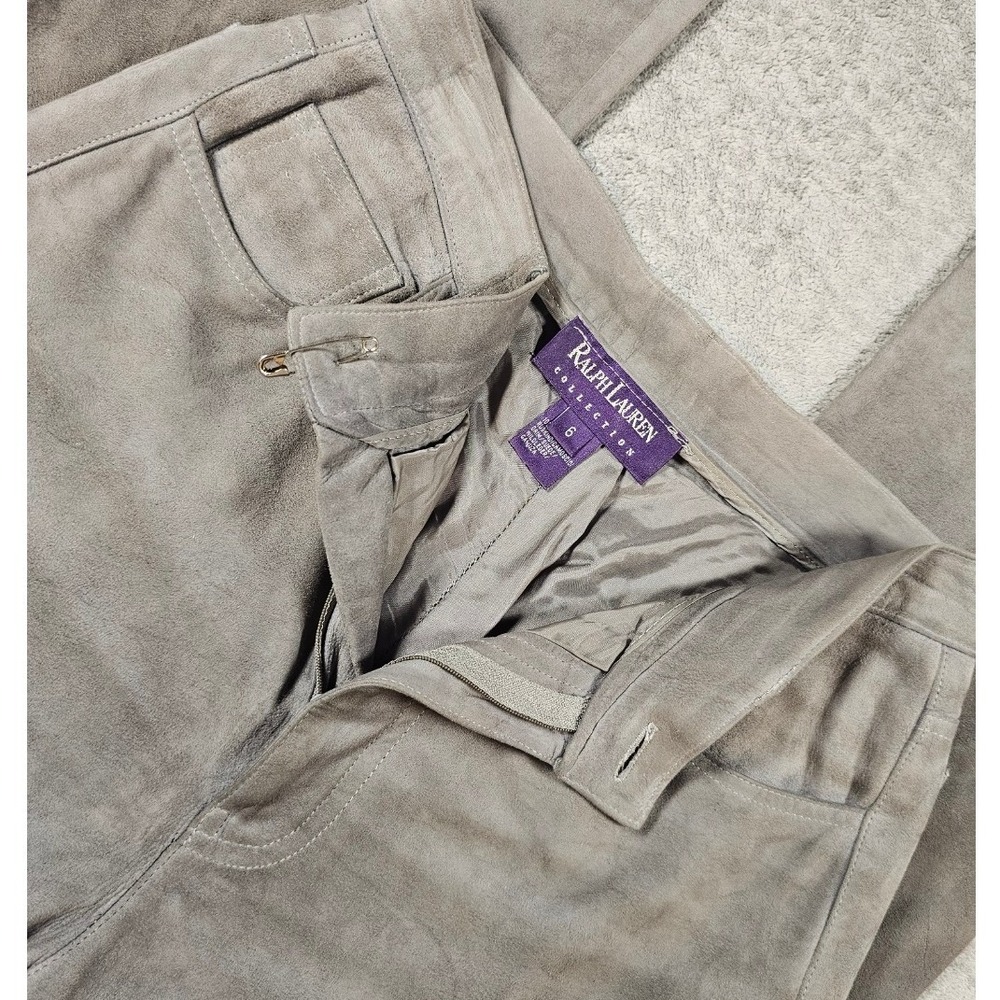 Ralph Lauren Collection Purple Label Grey Suede Leather Pants Made in USA Size 6